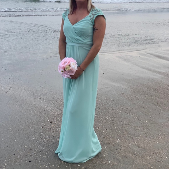 Davids Bridal Teal Bridesmaid Dress - Picture 1 of 3
